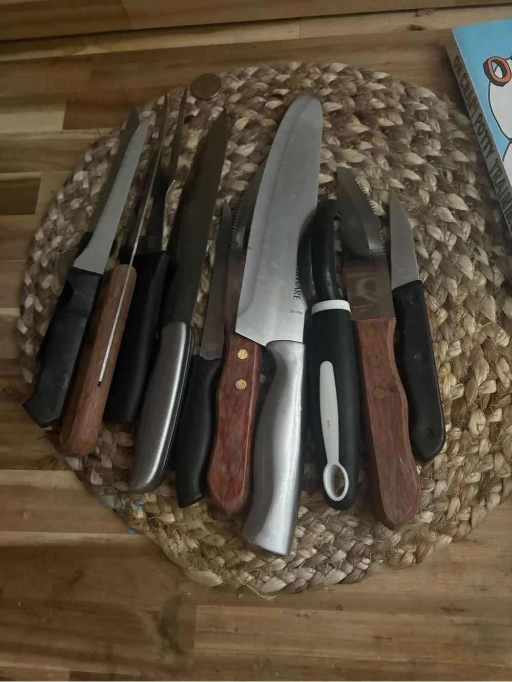 Assorted  Kitchen Knife Set - Stainless Steel & Wood Handles - Multi-Color
